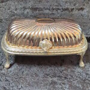 Antique Silver Plated Roll Top Butter Dish